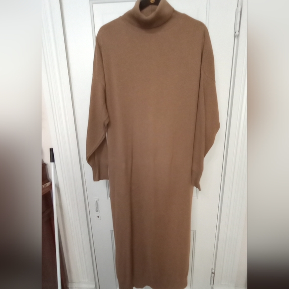 Joan Vass Dresses & Skirts - Joan Vass (2) Turtleneck Maxi Dress/100% Cotton Chocolate Brown Dress